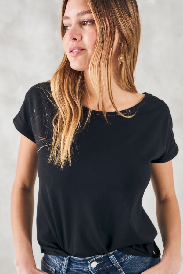 Remera Algodón Peinado Negro