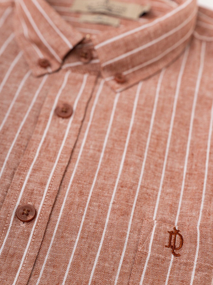 Camisa m/l rayada - ladrillo 