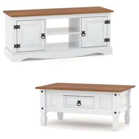 Promo Rack Tv + Mesa de Living Linea Naturale BLANCO