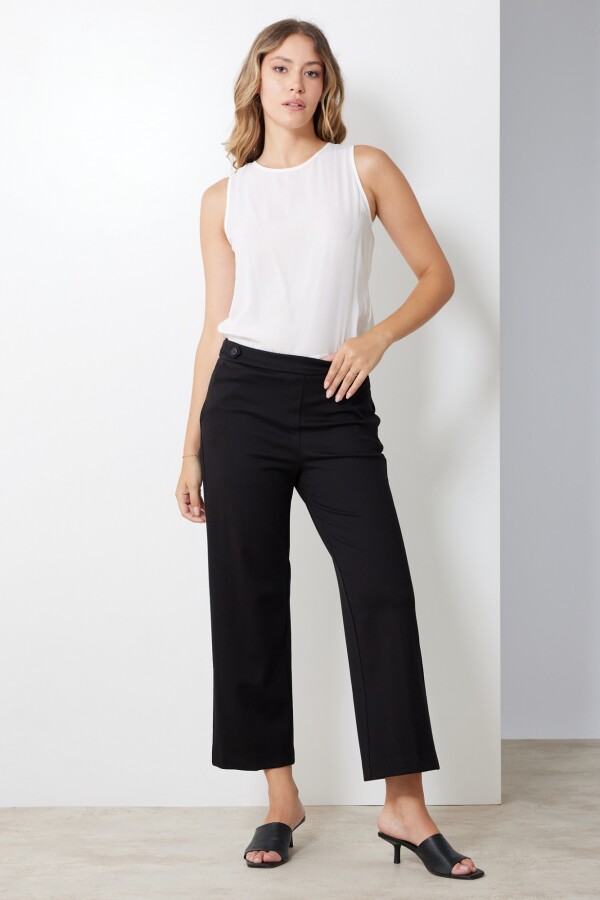 Pantalon Recto Botones NEGRO