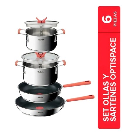 Bateria de cocina Tefal Optispace 6 piezas | Acero inoxidable. Bateria de cocina Tefal Optispace 6 piezas | Acero inoxidable.