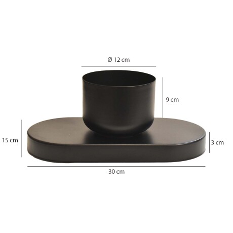 Centro de Mesa Orbital Oval en Metal Adorno Decoración Negro