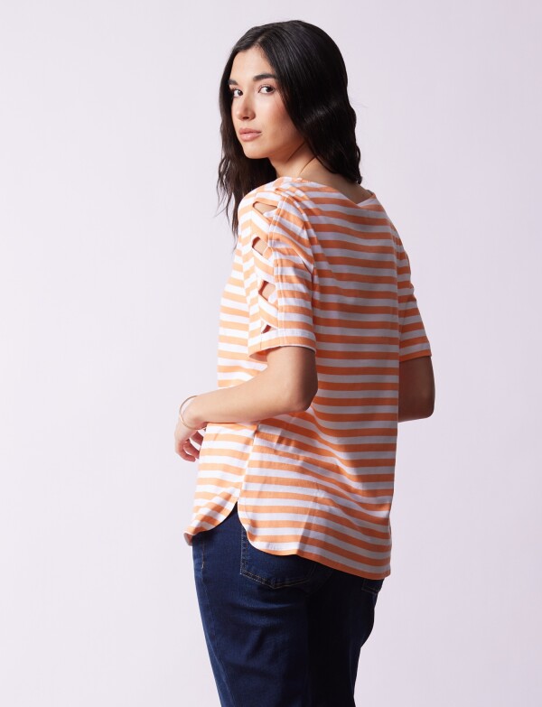 Remera Algodon Lineas ANARANJADO/MULTI