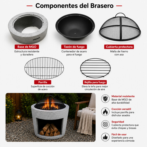Brasero Fogón Fire King Dw638 BRASERO FIRE KING REDONDO DW638