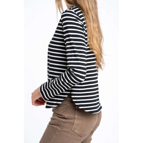 Remera Rayada Algodón Negro