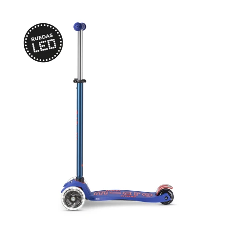 Monopatín Micro Maxi Deluxe LED Ajustable con 3 Ruedas AZUL