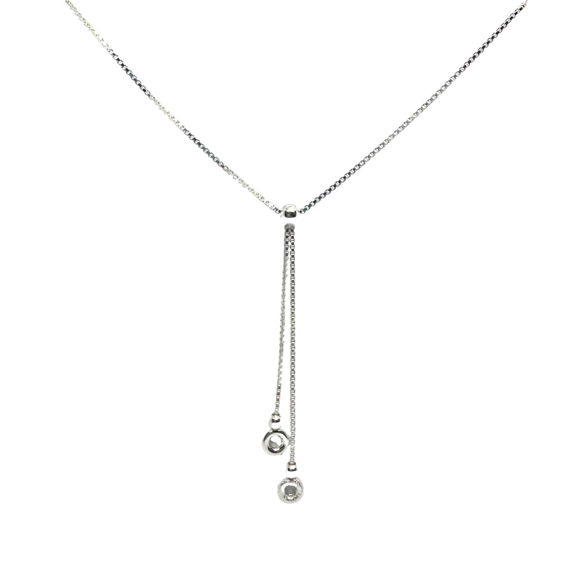 CADENA DE PLATA TIPO VENECIANA CON ESFERAS , LARGO 45+5 CM 