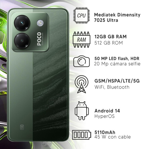 Poco M7 Pro 12gb Ram 512gb CEL POCO M7 PRO 12/512 5G VERDE