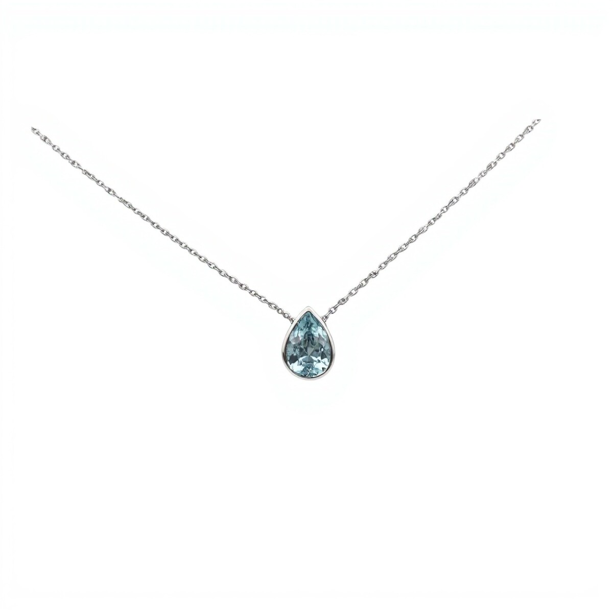 Conjunto Lágrima- Plata rodinada 925-Piedra Aguamarina-CJ2024 - conpiedra 
