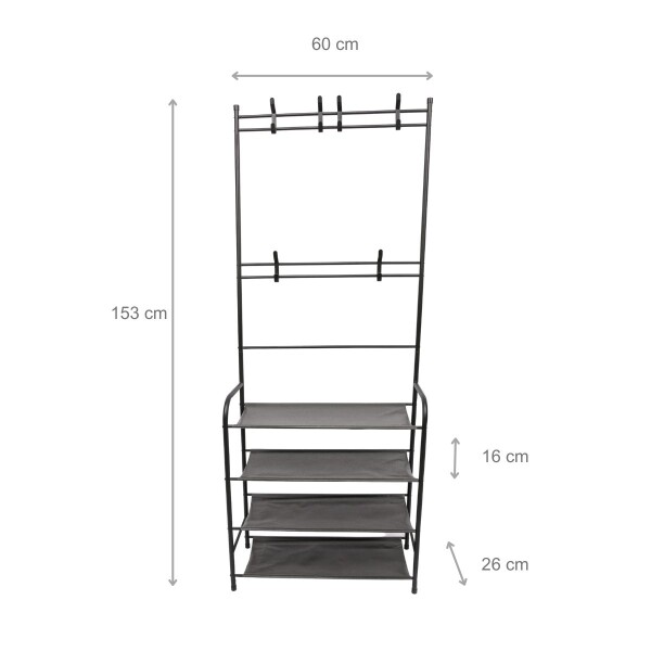 Perchero Ropa Rack Multifuncional Zapatero Organizador Percha Estantes Imback Color Negro Perchero Ropa Rack Multifuncional Zapatero Organizador Percha Estantes Imback Color Negro