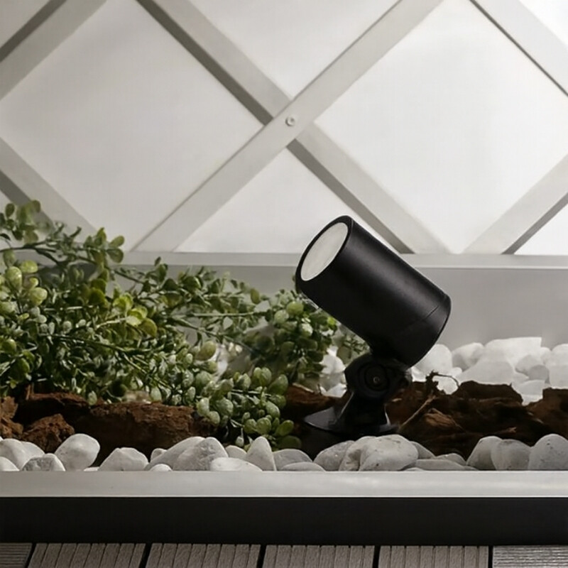 ARTEFACTO EXTERIOR DE PISO GU10 VEGLIO - GRIS<br /> Material:Aluminium & Tempered Glass Luminaria de Exterior Veglio GU10