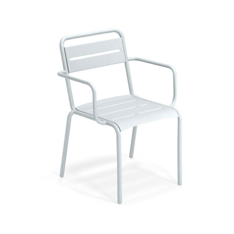 SILLA DE EXTERIOR OVIALA CON POSABRAZOS Silla de Exterior Oviala con Apoyabrazos Blanca
