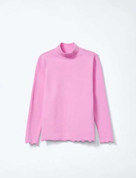 POLERA INFANTIL EN TELA ACANALADA ROSADO