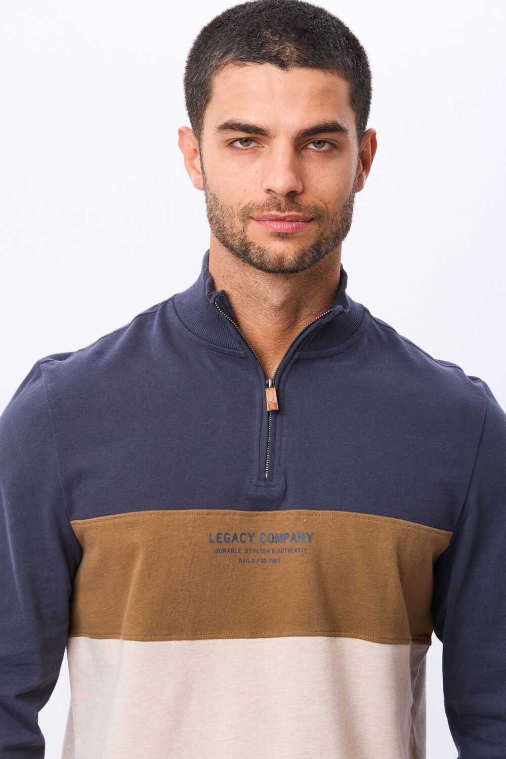 REMERA POLO RAYADA DE ALGODÓN Azul