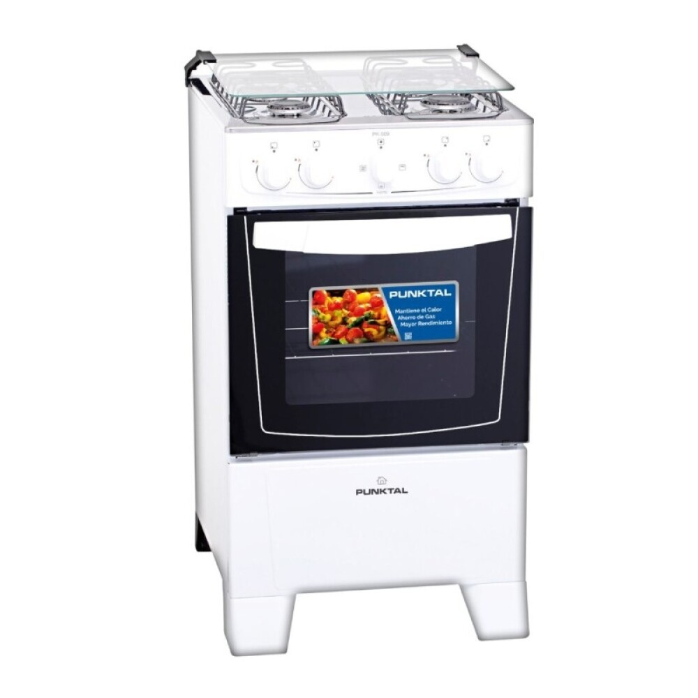 COCINA COMBINADA 4 HORNALLAS, HORNO ELÉCTRICO, AUTO LIMPIANTE- BLANCA S/E blanco