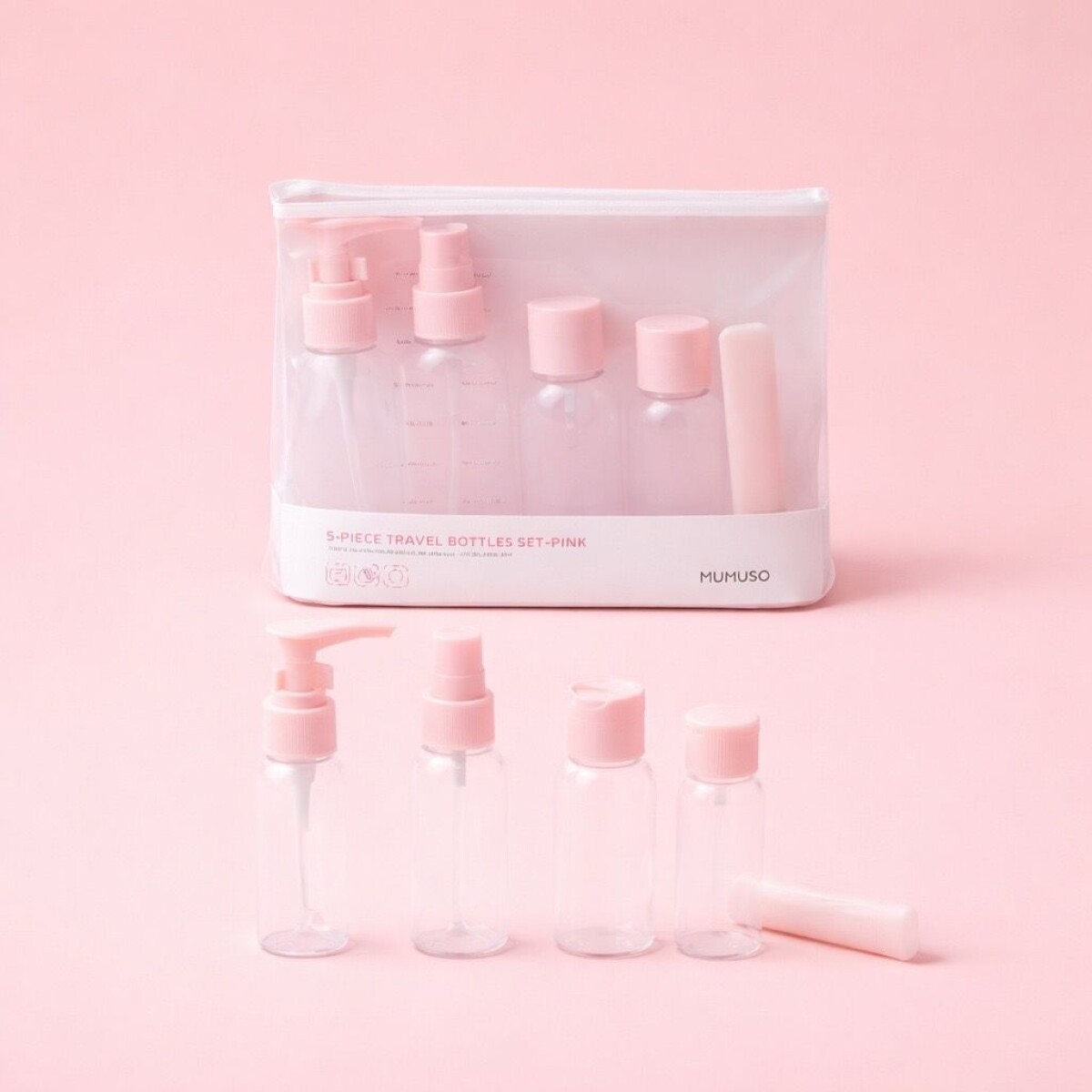 SET DE BOTELLAS DE VIAJE 5 PIEZAS-ROSA 