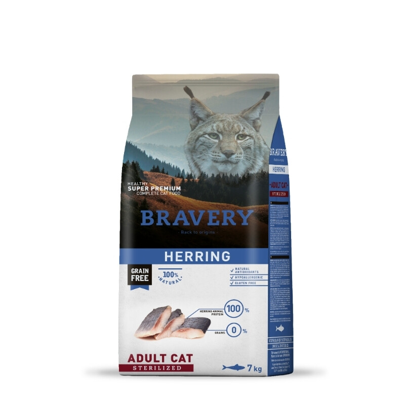 Bravery Herring Adult Cat Sterilized 7 kgs + Transportadora JET10 de Obsequio!