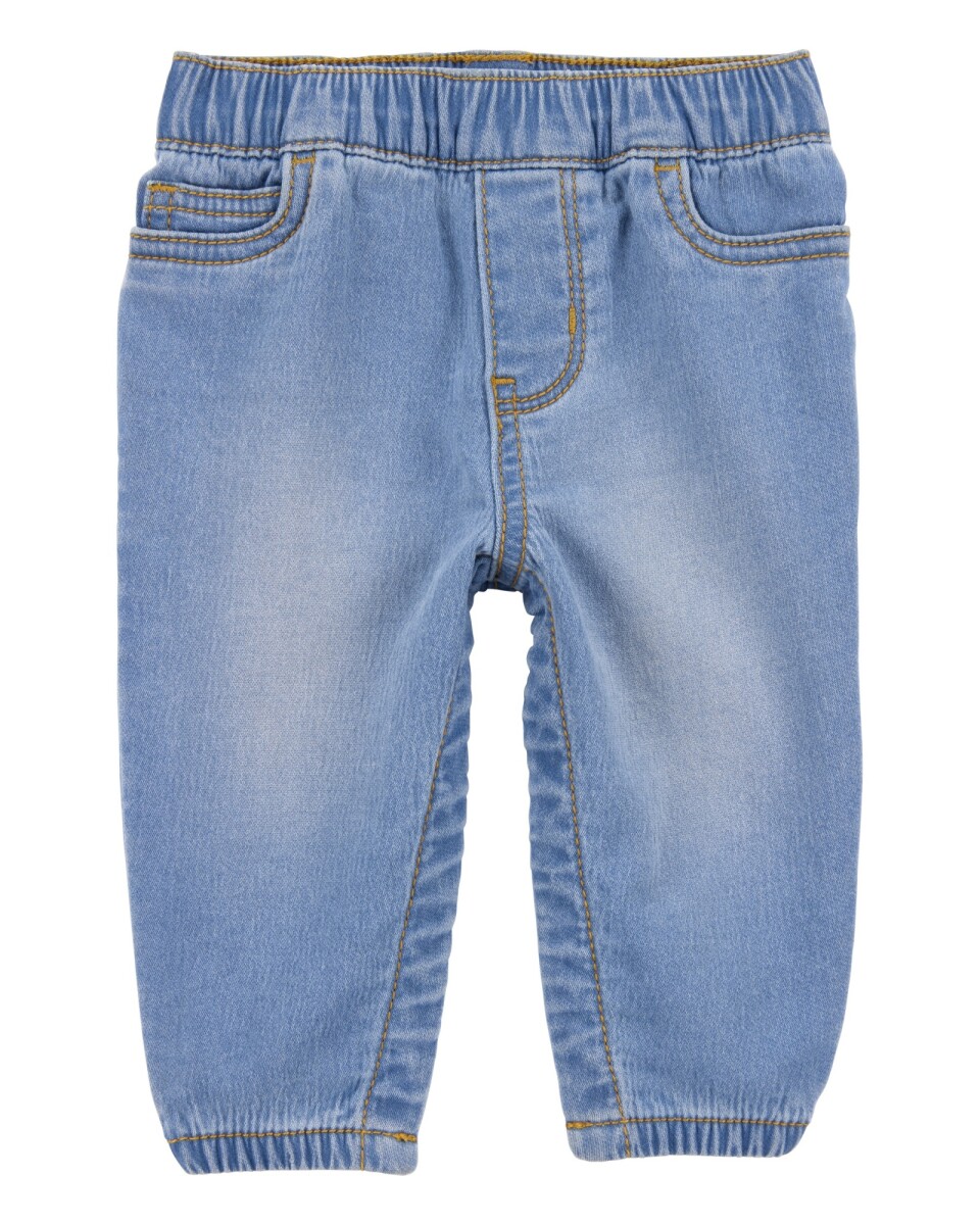 Pantalón jean con broches en las piernas 