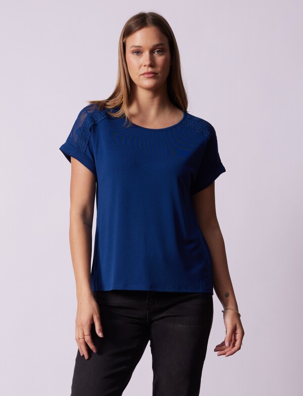 Remera Mga Broderie AZUL