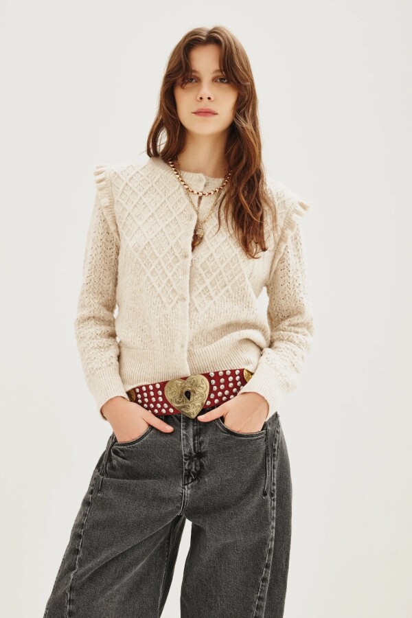 Cardigan Texture Sequins Crudo