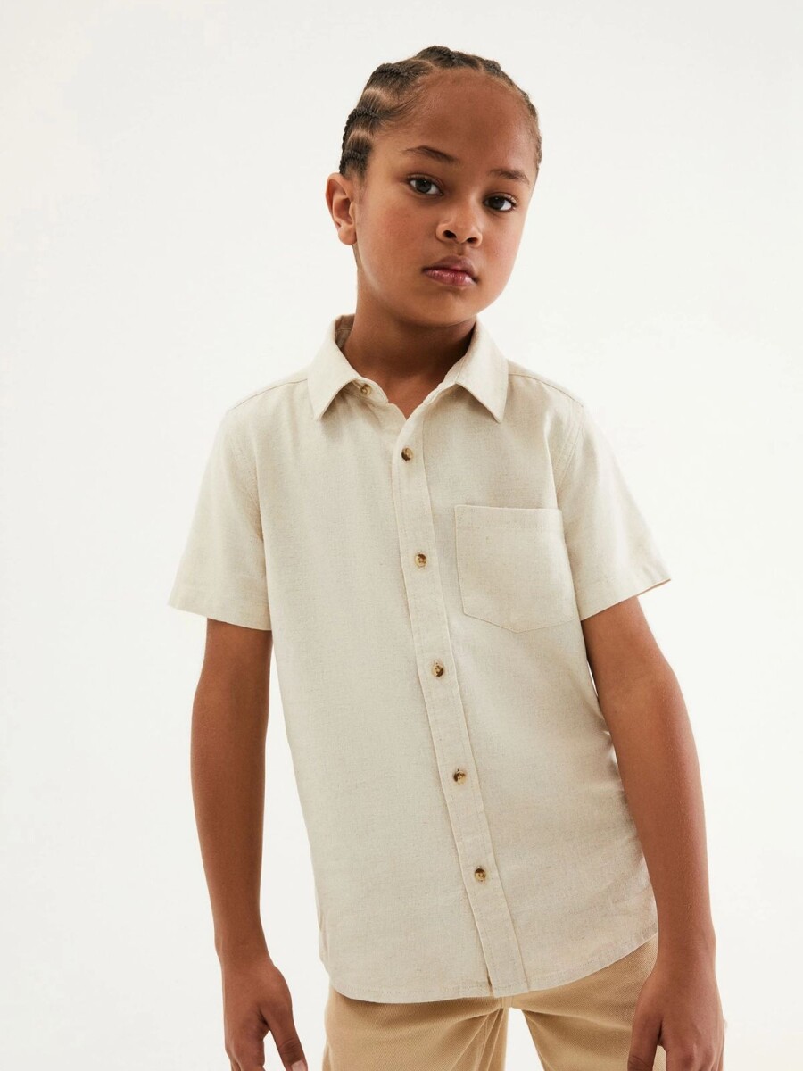 CAMISA INFANTIL DE LINO - BEIGE 
