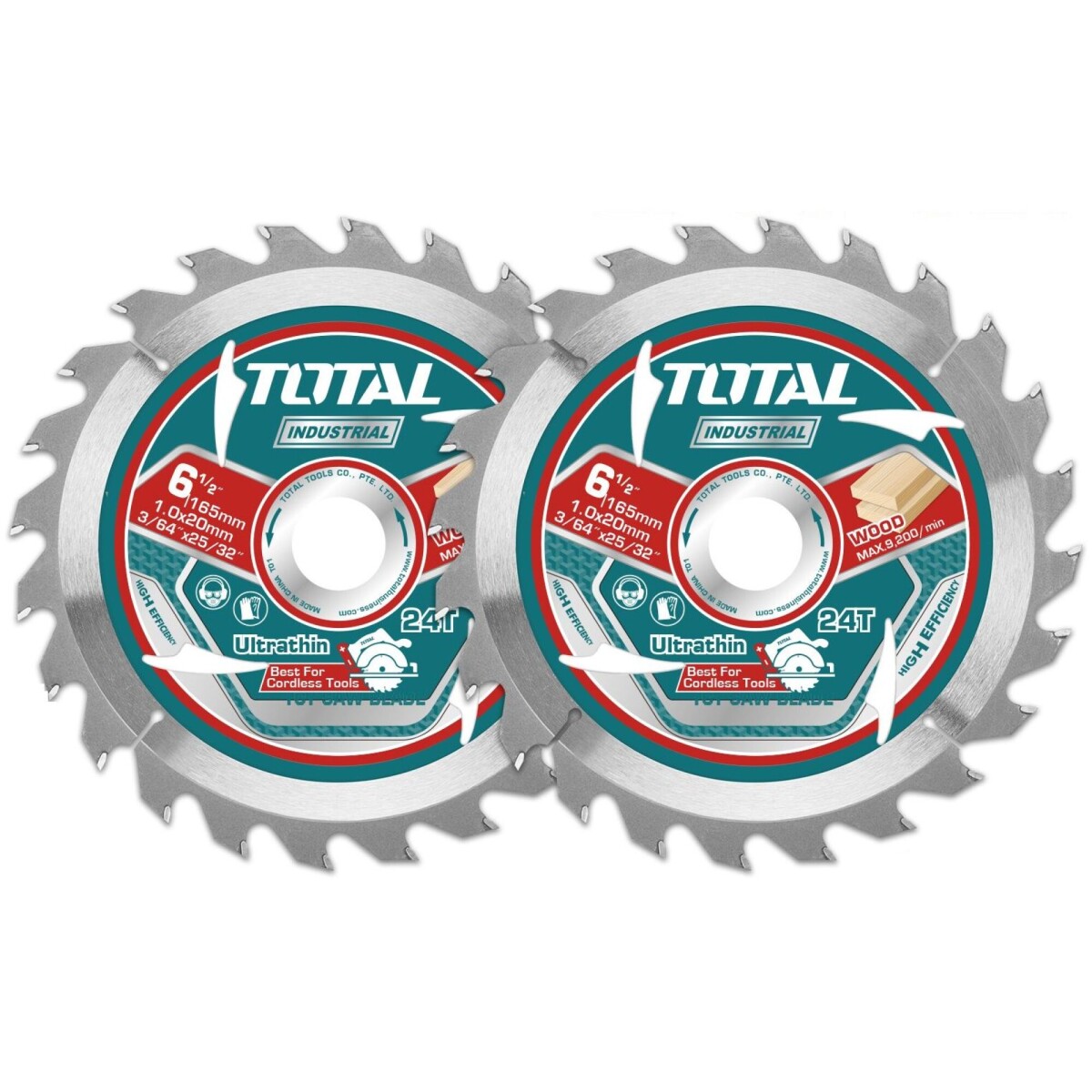 Set 2 Discos Corte Madera Para Circular 6.1/2" (Eje 20mm) 