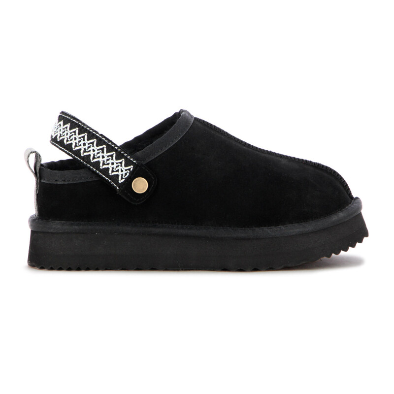 Country Zapato Pantufla Cuero / Peluche - Dama - Negro Negro