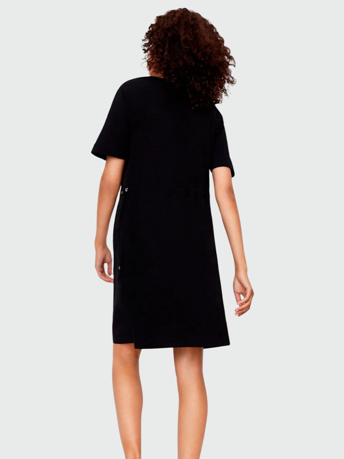 Moncler -Vestido de algodón con cintura ajustable Negro