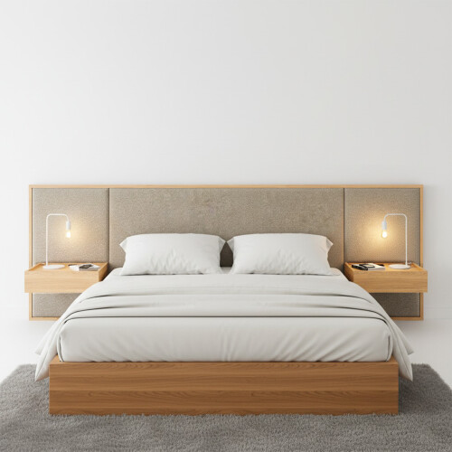 Respaldo Queen con mesa de luz Gael - Moderna Hanover
