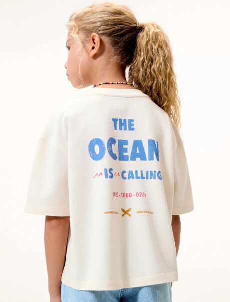 BLUSA MANGA CORTA INFANTIL CON ESTAMPA BEIGE