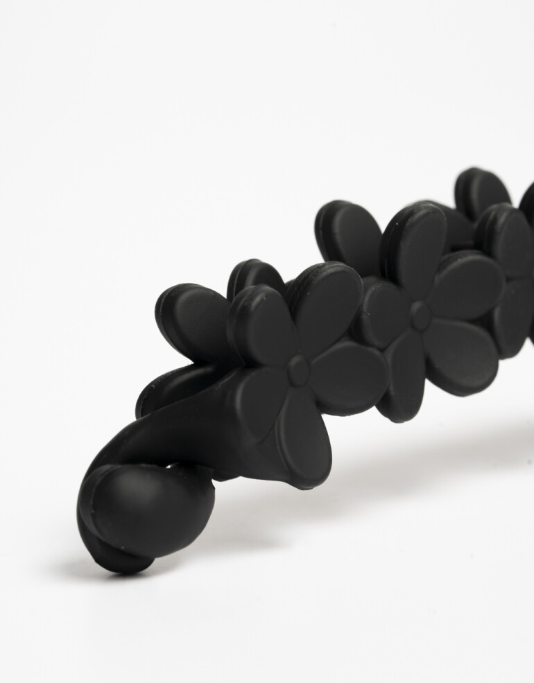 Bananas Acrilico Banana De Acrilico Rubber Con Flores. - Negro