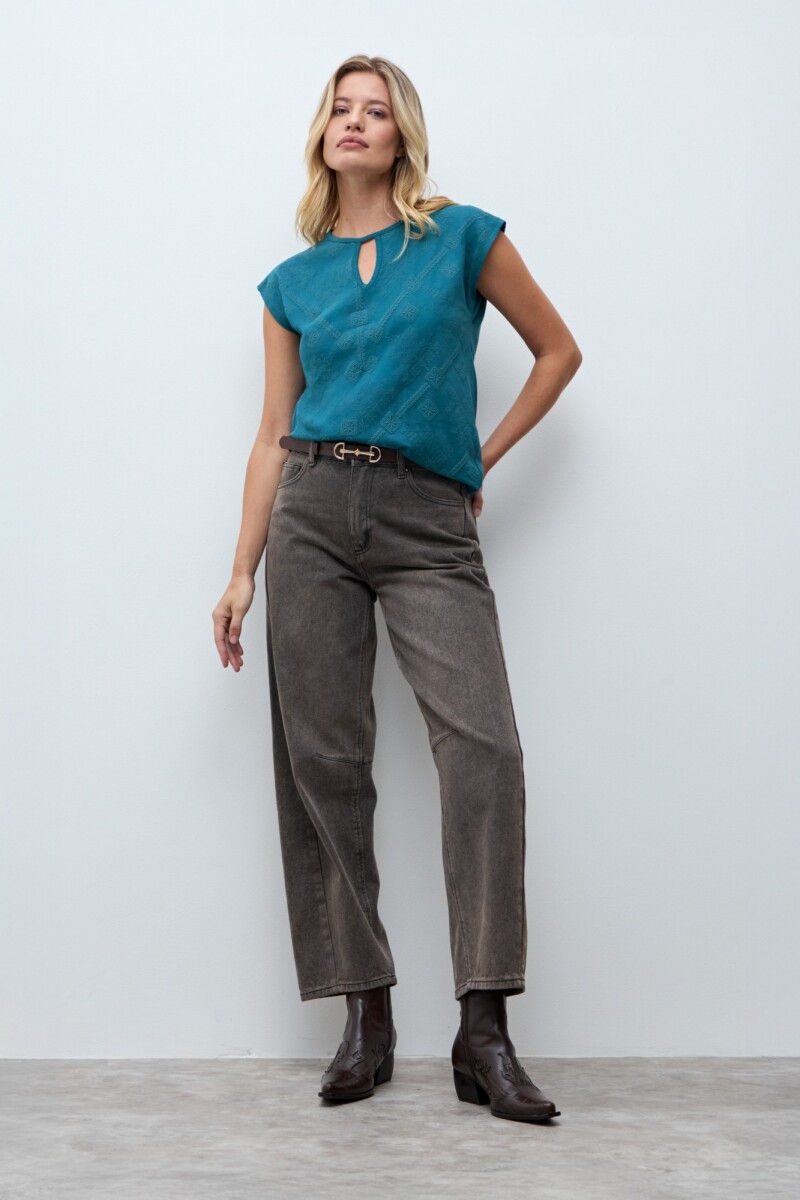 Remera estampada verde petroleo