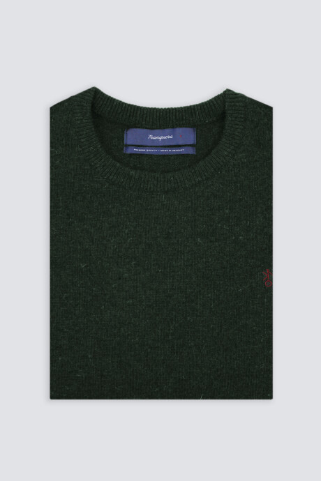 Buzo Cuello Base de Lana Verde Oscuro