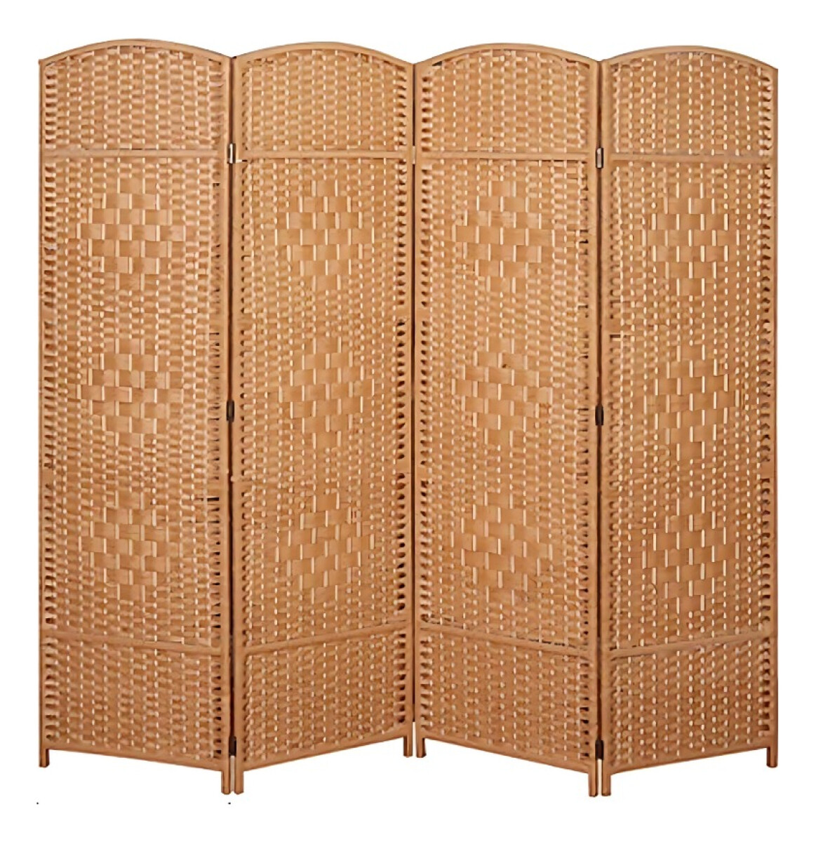 Biombo Separador Ambiente 4 Hojas Madera Moderno Natural - Marrón 