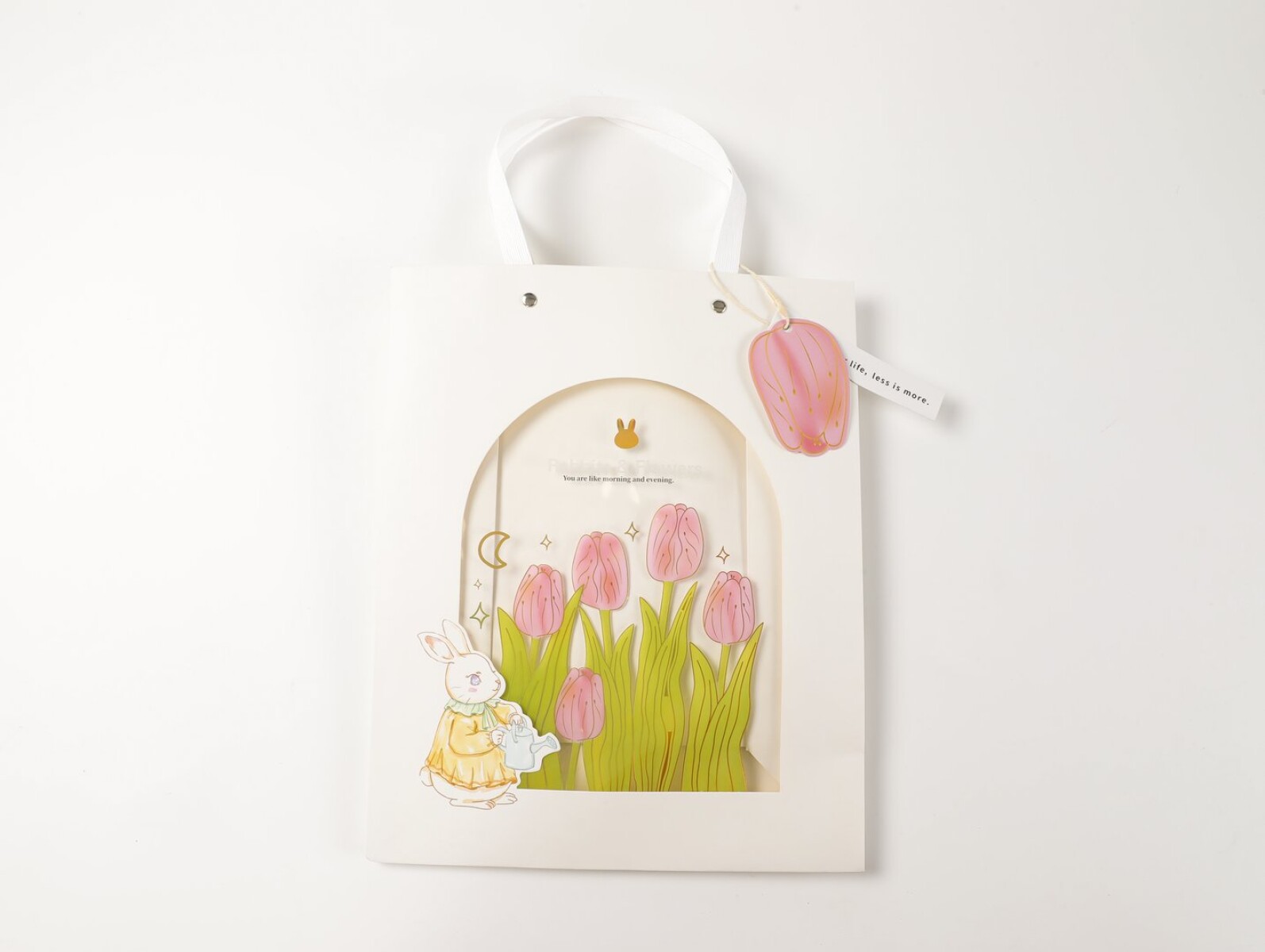 BOLSA DE REGALO CONEJO Y FLORES – TALLE M 