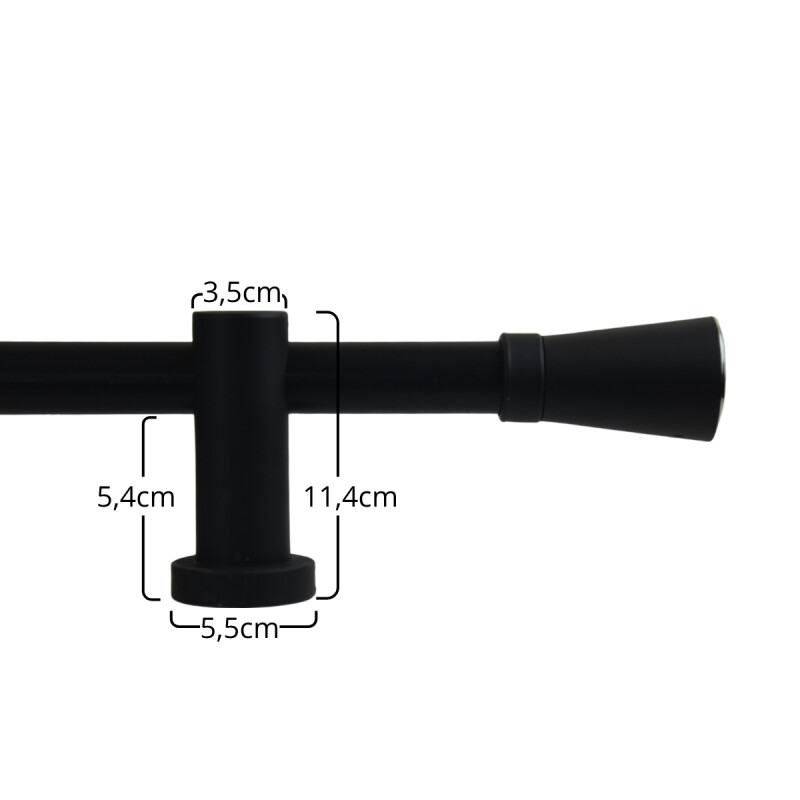 Barrote cortina de metal 2 m + 2 Soportes NEGRO