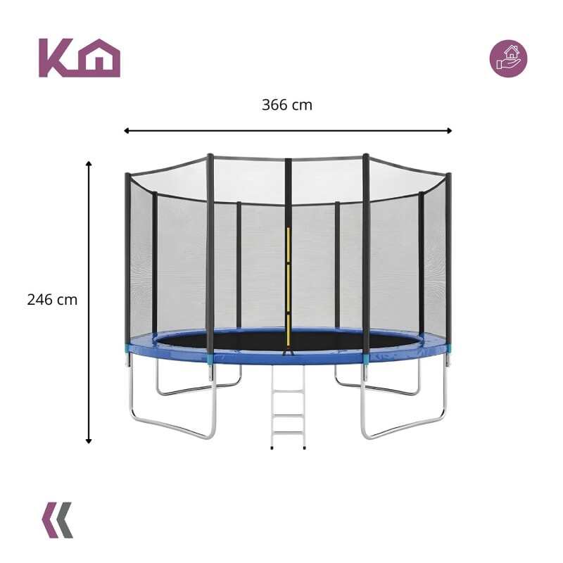 Cama Elástica Trampolín con escaleras 3.66M + lona negra con malla Cama Elástica Trampolín con escaleras 3.66M + lona negra con malla