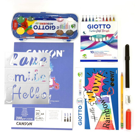 Set Arte Lettering Completo 45 Piezas Multicolor Set Arte Lettering Completo 45 Piezas Multicolor