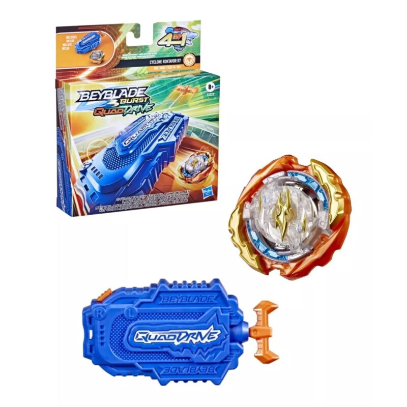 Lanzador de Cuerdas Hasbro Beyblade Burst Quad Drive Cyclone Roktavor R7 4 en 1 Lanzador de Cuerdas Hasbro Beyblade Burst Quad Drive Cyclone Roktavor R7 4 en 1