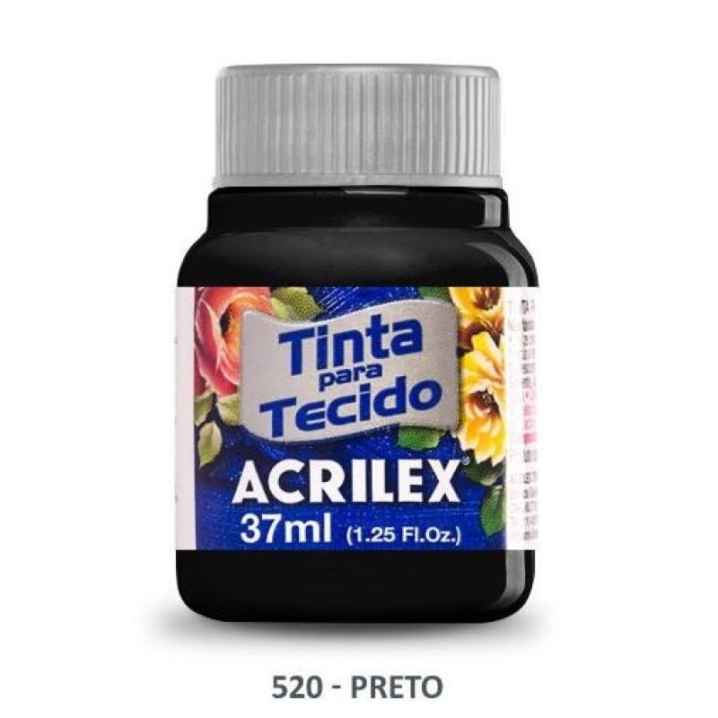 Pintura Para Tela 37 Ml. 520 Negro Acrilex #PINTURA PARA TELA ACRILEX 37 ML. 520 NEGRO