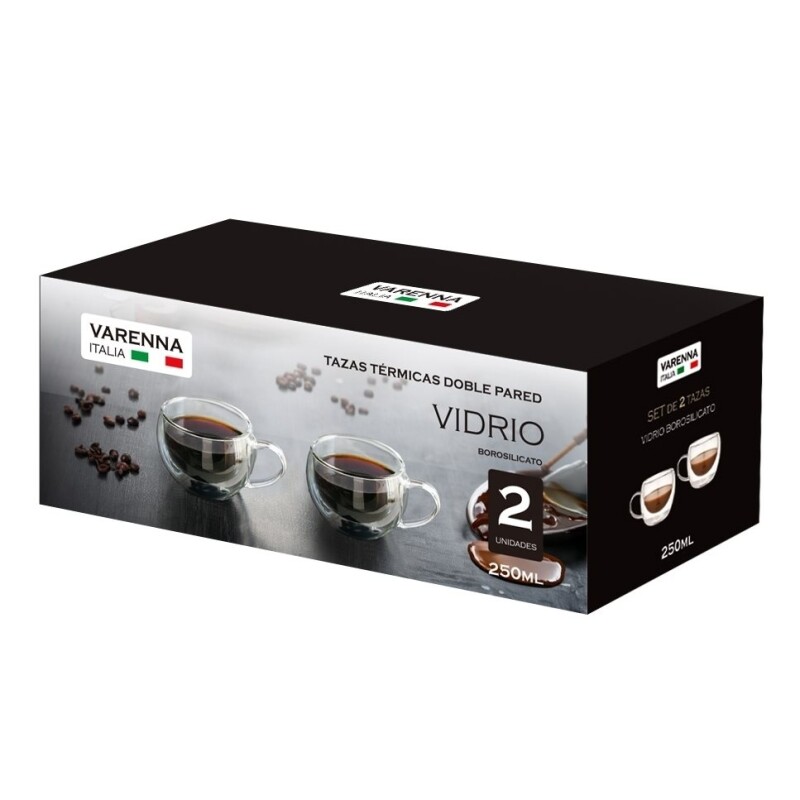 SET 2 TAZAS DOBLE PARED 250ML VIDRIO VARENNA SET 2 TAZAS DOBLE PARED 250ML VIDRIO VARENNA