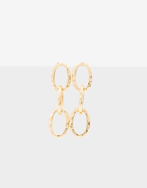 Aros Colgantes Largos Metal Aros Largos De Eslabones - Dorado