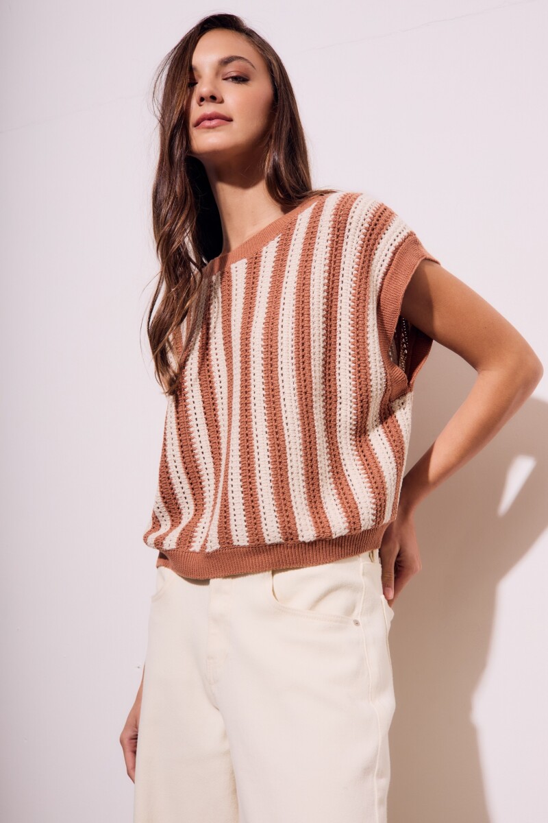 Chaleco Rayado Mocha