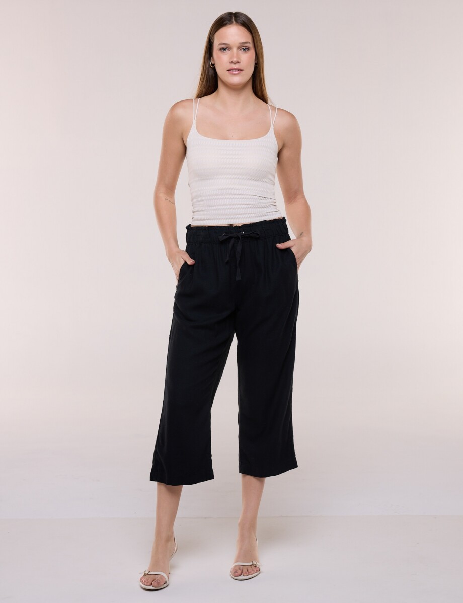 Capri Pull On Lino Con Cordón Ajustable - Negro 