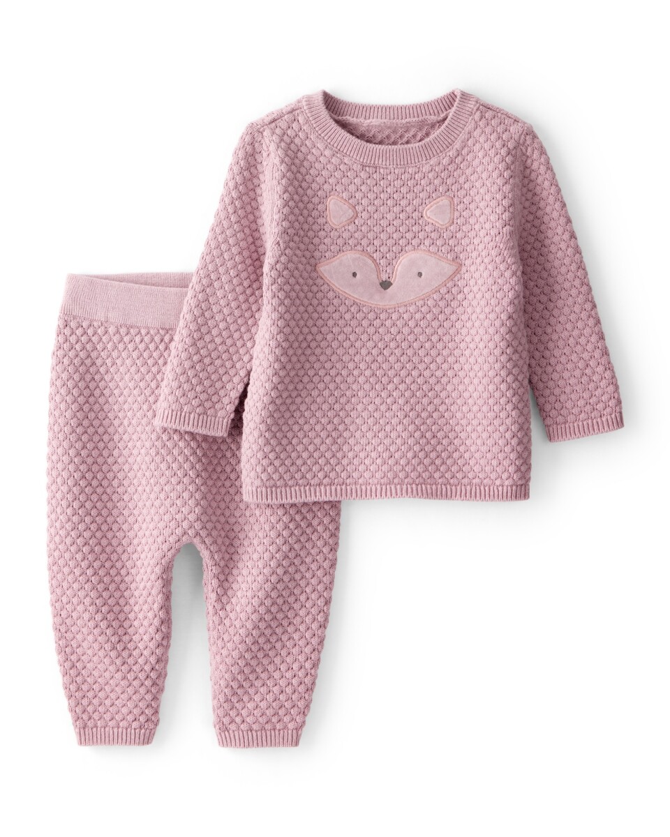 Set dos piezas de algodón, pantalón y remera, diseño zorro 
