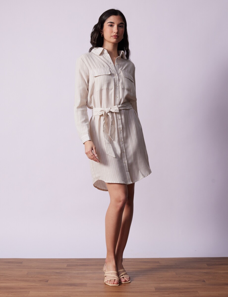 Vestido Camisero - Beige/multi 