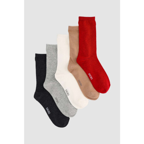 Packs de cinco medias lisas. de algodón. en varios colores s Variante 34