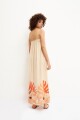 Maxi vestido con guarda floral estampada beige melange