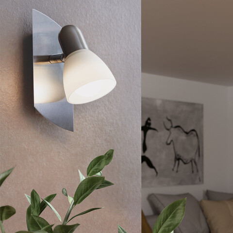 Aplique pared níquel E14 pantalla vidrio opal EG6176