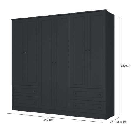 Ropero Americana PLUS 6 puertas 4 cajones 100% MDF Gris